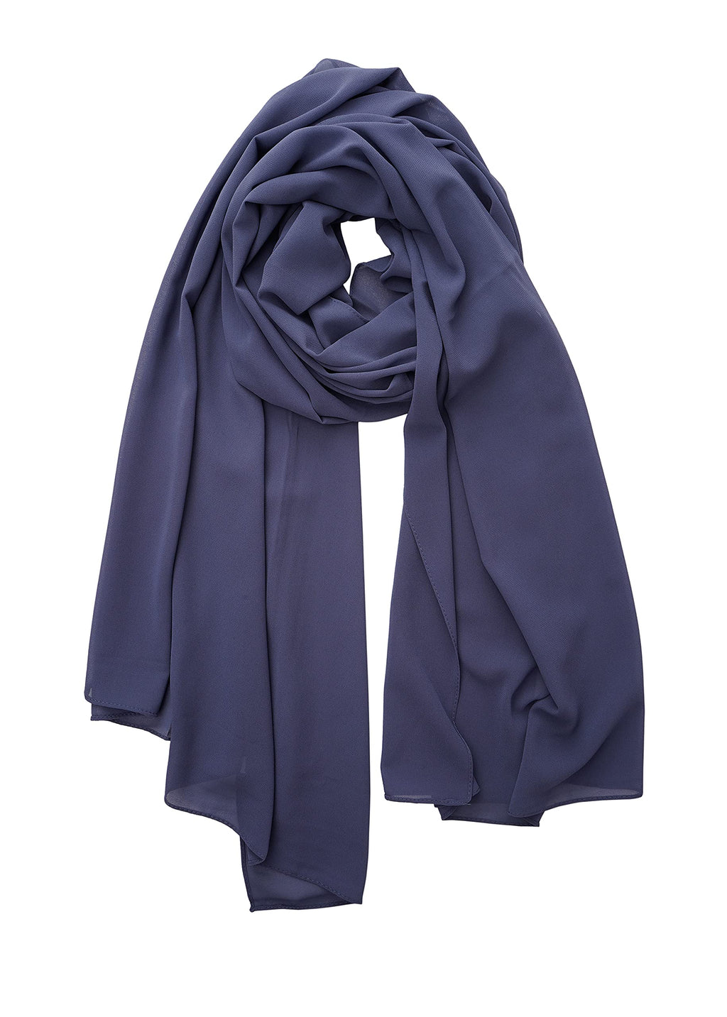YOUR SMILE for Women Lightweight Breathable Solid Color Soft Chiffon Long Fashion Scarves Sunscreen Shawls (Dark Blue)