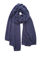 YOUR SMILE for Women Lightweight Breathable Solid Color Soft Chiffon Long Fashion Scarves Sunscreen Shawls (Dark Blue)