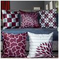 Vendola Decorative Satin Sofa Cushion Covers Set of 5, 16 inch x 16 inch, Sofa Cushion Pillow Cover, Maroon and Grey, Zipper Closure (Mohagany, 16X16 Inches)