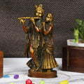 ARTVARKO Radha Krishna Brass Idol Statue Beautiful Divine Love Couple Sculpture Temple Puja Home D?cor Gift Antique Copper Gold 8 Inches