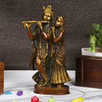 ARTVARKO Radha Krishna Brass Idol Statue Beautiful Divine Love Couple Sculpture Temple Puja Home D?cor Gift Antique Copper Gold 8 Inches