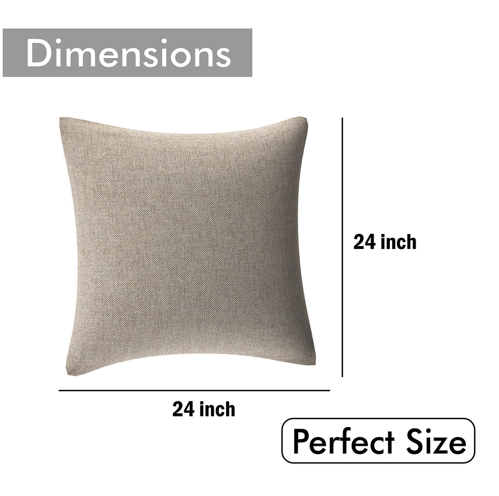 Yellow Weaves Jute Texture Cushion Covers, 24 X 24 Inches, Multicolour, Set of 5, 250 TC
