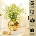 BEHOMA Metal Ball Round Metal Vase Set, Gold - Set of 4