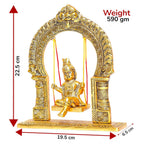 KridayKraft Metal Laddu Gopal Swing Jhula Gold Plated Krishna Jhula palna for Temple,Pooja Room, Decor Your Home,Office & Gift Your Relatives On Wedding,Anniversaries,Birthday.