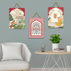 Artvibes Traditional Culture Wooden Art Decoration Item for Home | Living Room | Office | Wall Art Painting For Hall | Graphic Artwork | Wall Art Print | Unique Gift Items (WH_96133N), Set of 3