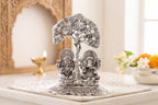 KridayKraft Silver Plated Laxmi Ganesha Tree Idol | Oxidized Finish Lord Ganesha & Goddess Lakshmi Tree Showpiece for Home Decor, Puja, Spiritual Growth, Office Desk, & Diwali Gifting.