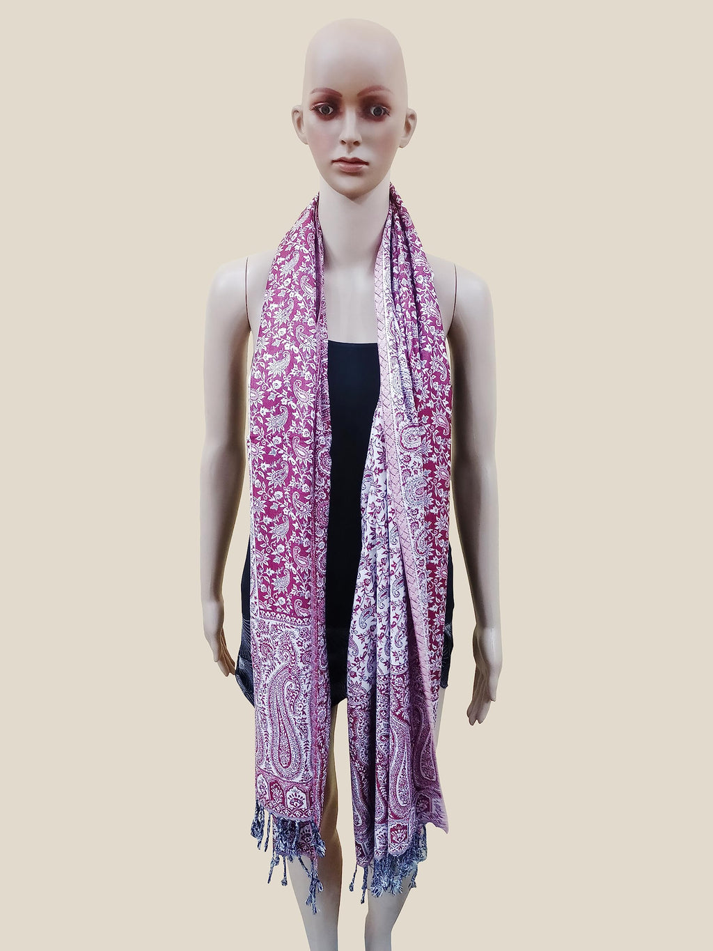 Rastogi Handicraft Large Pashmina Shawls & Wraps for Women Extra Soft Cashmere Feel Throw Womens Size 82 X 28 Inches, Pink Carry Design-4, 82 X 28 Inches
