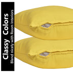 Yellow Weaves Cotton 250 TC Canvas Decorative Cushion Covers, (16 X 16 Inches), Set Of 2 - Yellow