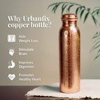 URBANFIX Copper Water Bottle | 100% Pure Copper Water Bottle (1 Litre) | Antimicrobial, Antioxidant & BPA Free Office Bottle, Boosts Immunity, Support Digestive Health| Ayurveda Inspired