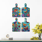 Artvibes Bird Butterfly & Flower Theme Wooden Art Decoration Item for Living Room | Garden Balcony| Stylish Modern Decor Item | Festive Decor | Wall Poster | Unique Gift (WH_5659N), Set of 4