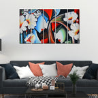 VIBECRAFTS Beautiful Radha krishna 5 Pieces Canvas Wall Painting For Home | Office | Living Room | Gift (PTVC5Pcs4_8550)