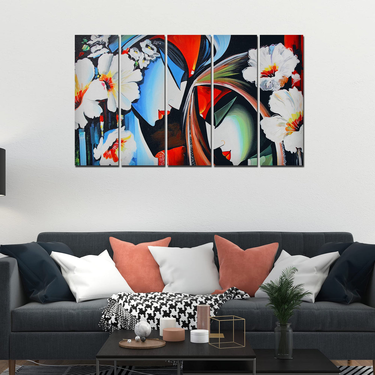 VIBECRAFTS Beautiful Radha krishna 5 Pieces Canvas Wall Painting For Home | Office | Living Room | Gift (PTVC5Pcs4_8550)