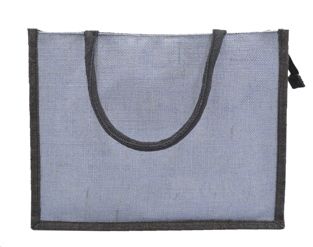 JUTEKA Teal Blue And Black,Quote Printed Jute Bag For Lunch, Office, Grocery, Picnic, Tiffin, Shopping Hand Bag With Padded Cotton Handles - Unisex-Adult