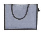 JUTEKA Teal Blue And Black,Quote Printed Jute Bag For Lunch, Office, Grocery, Picnic, Tiffin, Shopping Hand Bag With Padded Cotton Handles - Unisex-Adult
