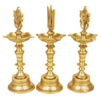 Artvarko Brass Traditional Large Diya Shankh Chakra Namah Tirupati Balaji Shankha Tilak Padma Padmanabha Swami Vishnu Symbol Oil Lamp for Pooja Gift Decoration Showpiece 11 Inch