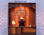 Krevvy Mandir for Home Small Size with Door | Compact Puja Mandir Temple | Assembly Required | Wall Mounted Wooden Temple for Home and Office with LED Light (H-18, L-16, W-8.5 inch)