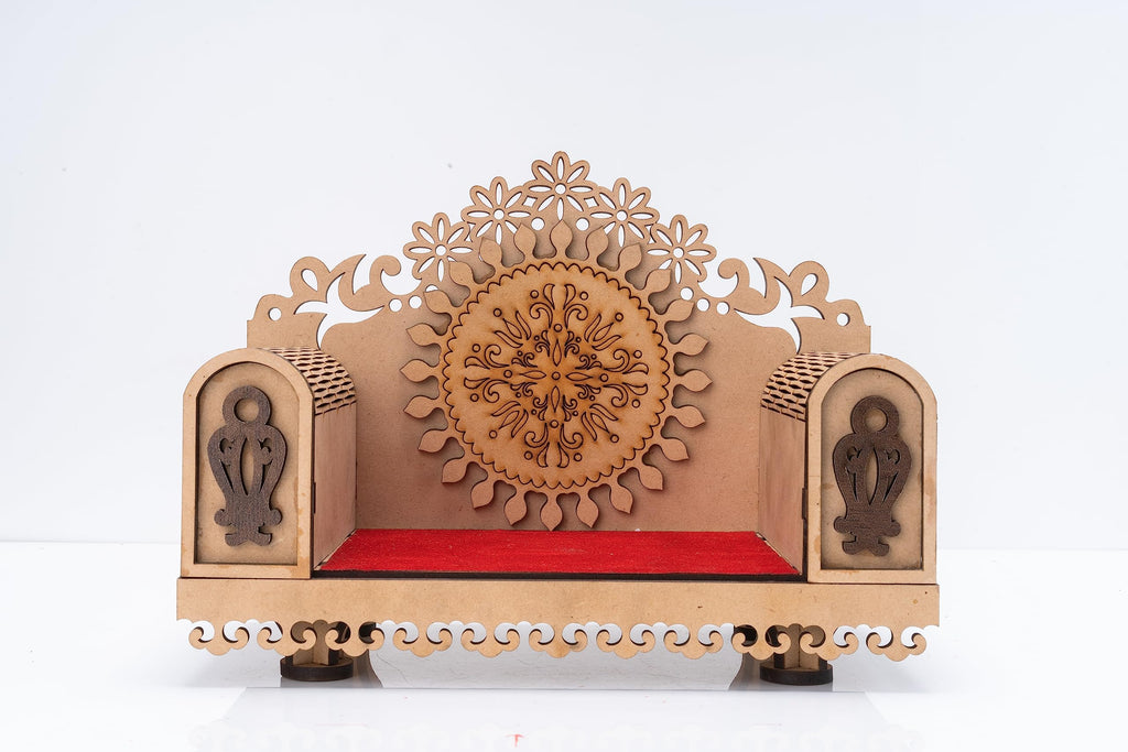 IIE Wooden Sihasan Handcrafted Krishna Ladoo Gopal Showpiece, 5x7x9 in