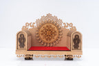 IIE Wooden Sihasan Handcrafted Krishna Ladoo Gopal Showpiece, 5x7x9 in