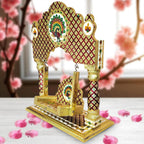 OPPILLA™ Laddu Gopal Jhula, Meenakari Hand Painted Folding Temple Jhoola, Handcrafted Home Temple Decor (Red, 18 Inches x 15 Inches)