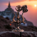 KridayKraft Metal Shivshakti Om Trishul Damru Rudaksha Mala Idol Symbol Statue. (Copper Antique Finish)