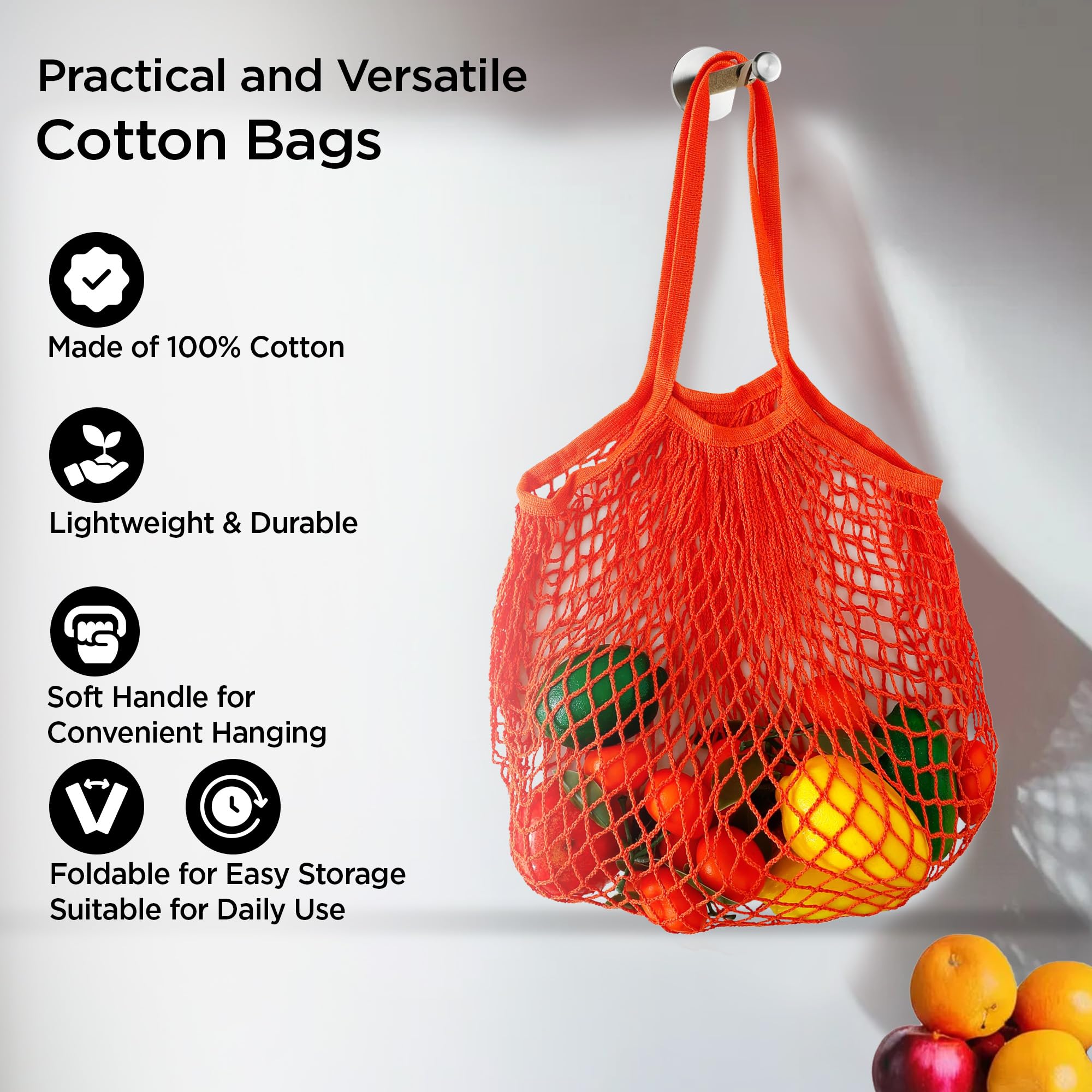UMAI Cotton Mesh Reusable Shopping Bags For Women | Multipurpose Storage Organiser Bag