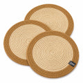 SAPROSE® Polypropylene Round Trivet (3 PCS Set, Size: 23 cm) Pot MAT, Side Table Mat, Machine Washable Small Place Mat for Casserole for Dining Table (9 Dia, Golden Brown) Kafalo