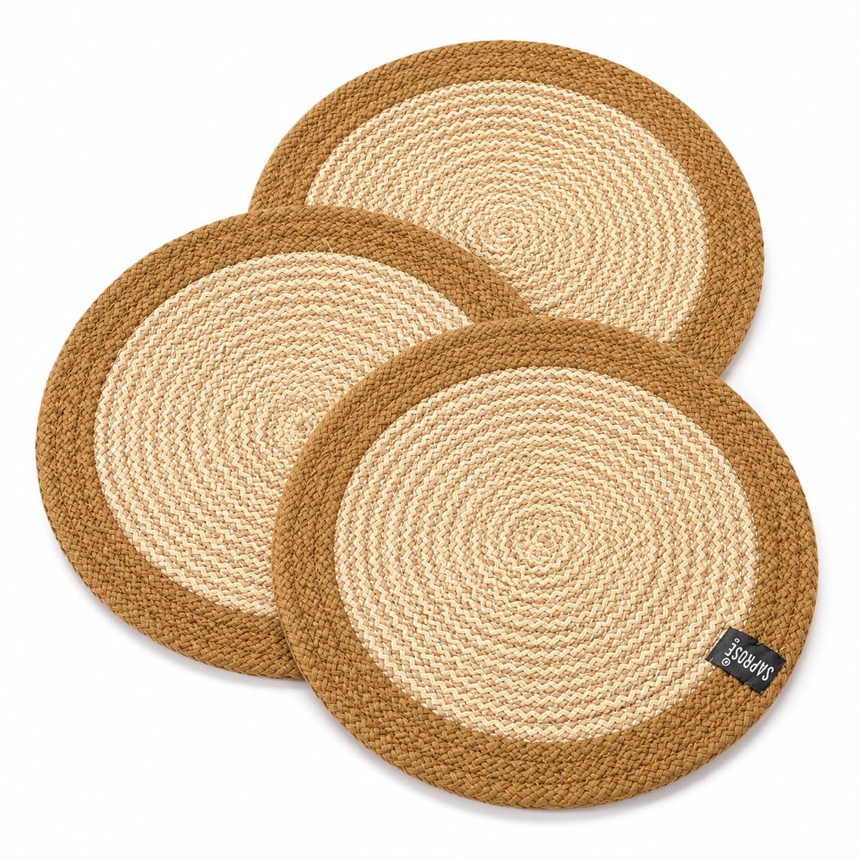 SAPROSE® Polypropylene Round Trivet (3 PCS Set, Size: 23 cm) Pot MAT, Side Table Mat, Machine Washable Small Place Mat for Casserole for Dining Table (9 Dia, Golden Brown) Kafalo