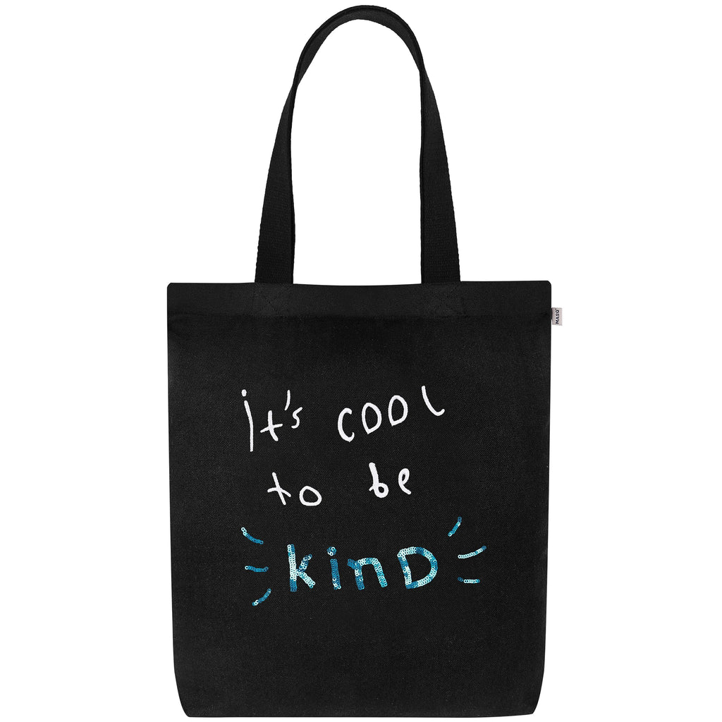 MASQ By Q-One Canvas Be Kind Embroidered Utility Tote Bags For Women With Zip, College Bag For Girls, 100% Organic Cotton Tote Bag For Traveling & Daily Use