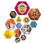 Artvibes Hindu Goddess Hexagon Shape MDF Wooden Wall Decor Items | Spiritual Decor Items | Wall Sculpture | Signs & Plaques | Painting| Stylish Modern Decor Item | Gift Items (WPS_226N), Set of 13