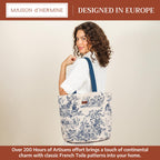 Maison d' Hermine Shopping Bags Cotton Quilted Tote Bag with Zipper Pockets, 008 - the Miller - Blue, 17.7 L x 6.7 W x 14.6 H (Shopping Bag), 2 - the Miller - Blue