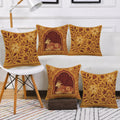 STITCHNEST Satin Cushion Covers Traditional Cow and Floral Design in Rajasthani Style, 16x16 Inch, Pack of 5 for Spiritual & Artistic Living Room Decor