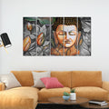 VIBECRAFTS Buddha Meditating 5 Pieces Canvas Wall Painting For Home | Office | Living Room | Gift (PTVC5Pcs4_8553)
