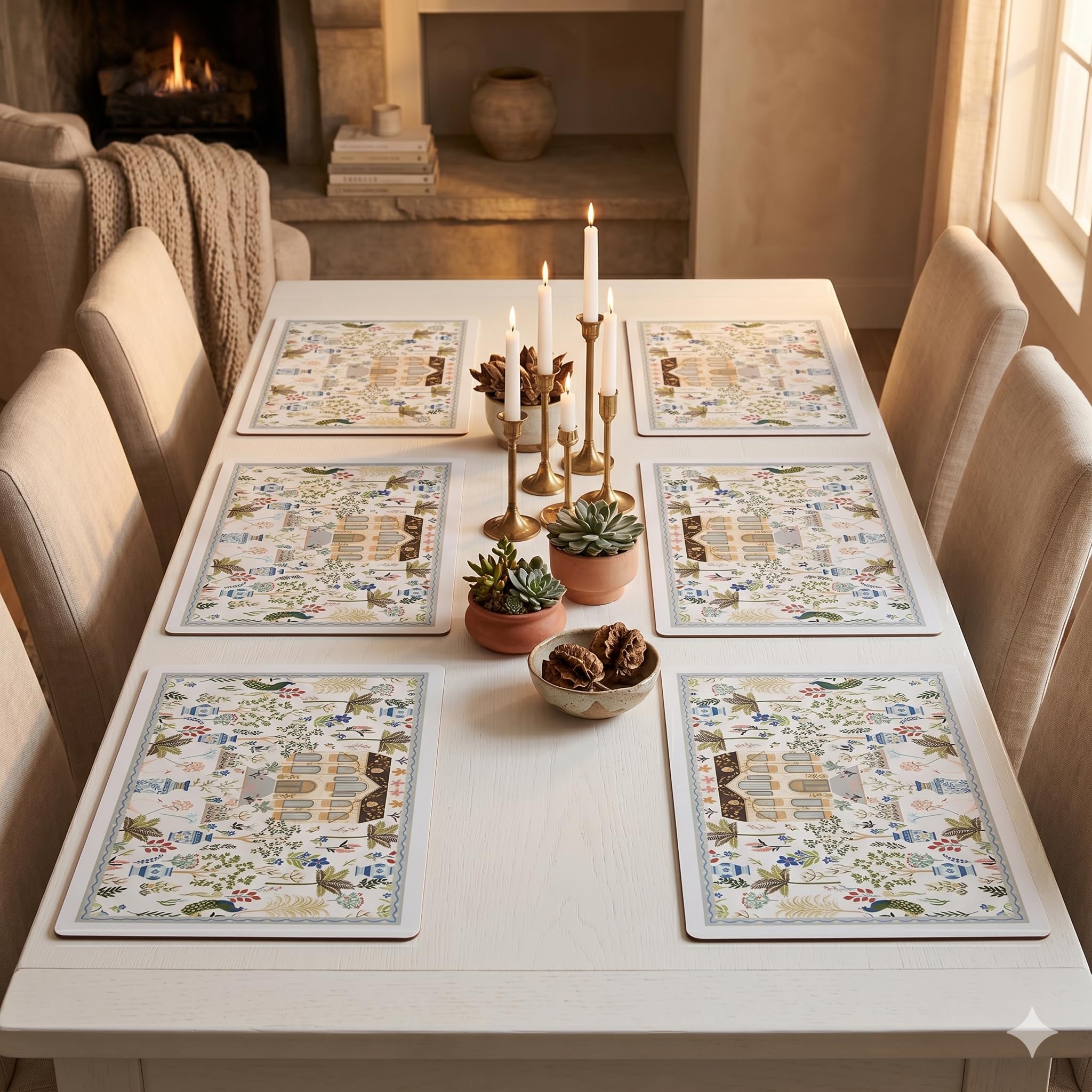 YELONA Leather Dining Table Placemats Set of 6 – Waterproof, Heat Resistant, Anti-Slip, Easy to Clean Table Mats for Dining Table, Kitchen & Home Décor (Off White, 40 x 30 cm) Kafalo