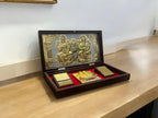 CharmInSilver 24k Gold Plated & 999 Pure Silver Coated | Jay Shri Laxmi Ganesh Charan Paduka Pooja Box | Packet Temple | Suitable Gift for Diwali,Occassions,Wealth,Prosperity & Vastu Benefits