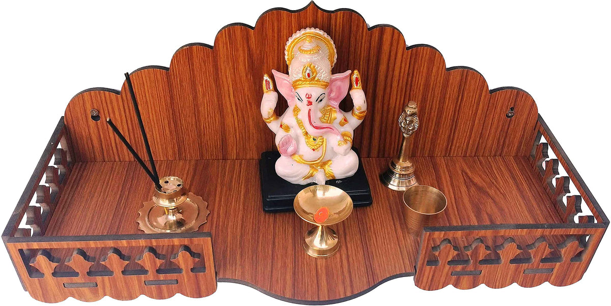 SSI Fully Handmade beautyfull Small Wooden Home and Office Temple/Pooja Mandir Pooja ghar (DRK Brown)