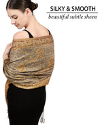 Achillea Soft Silky Reversible Paisley Pashmina Shawl Wrap Scarf w/Fringes