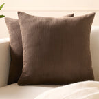 Encasa XO Corduroy Cushion Covers, No Inserts, Set of 2, Coffee