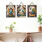 Artvibes Aesthetic Elephant With Birds & Floral Peacock Home Art For Wall Hanging | Garden Balcony| Stylish Modern Decor Item | Trendy Decor | Wall Illustrations | Gift Items (WH_9628N), Set of 3