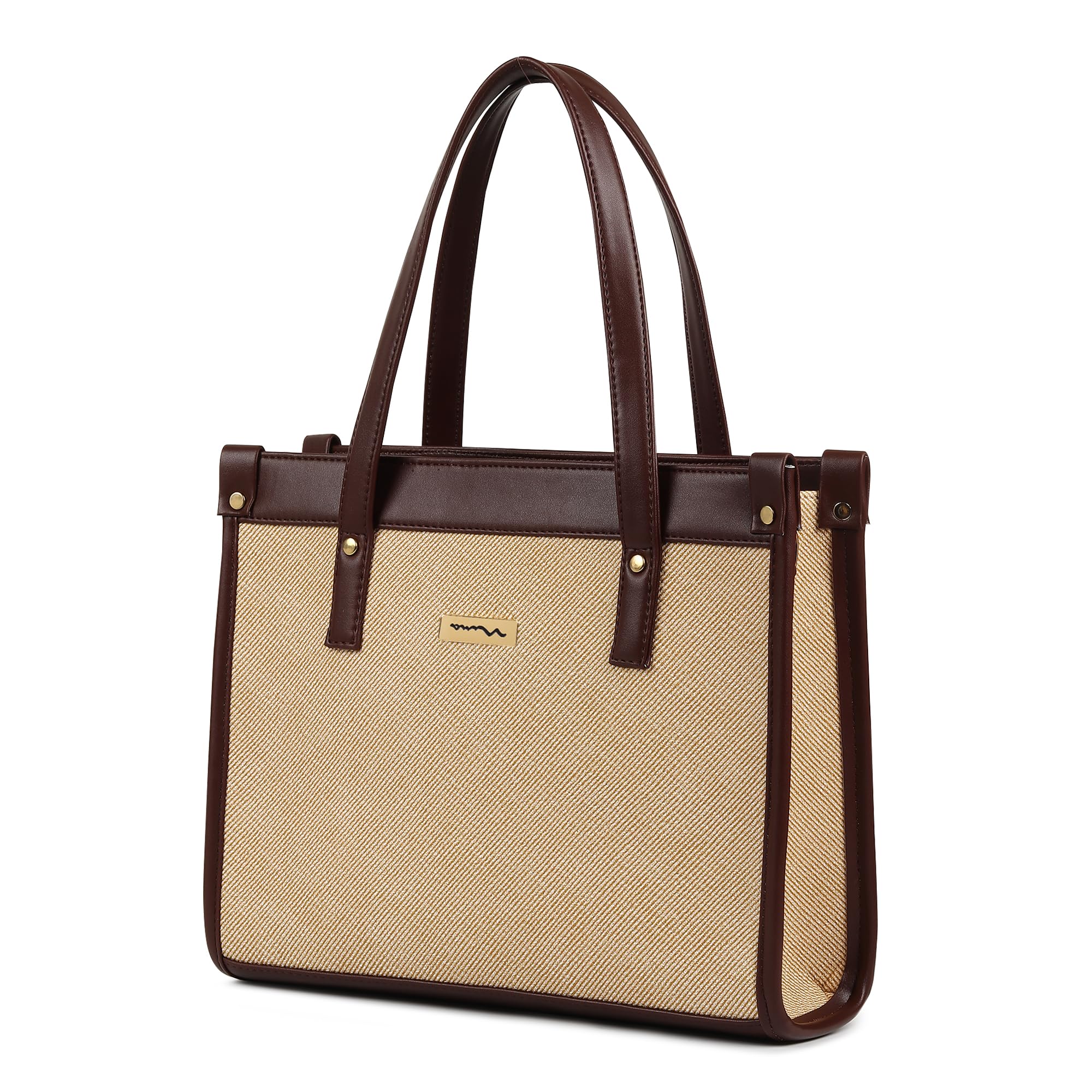 EMPOLUXE Tote Handbag for Women, Ladies Purse for Women, Stylish Office Tote Bag, Latest Women's Handbag with Bag Organiser, Shoulder Bag for Daily Use & Gift for party and travel Beige dark brown