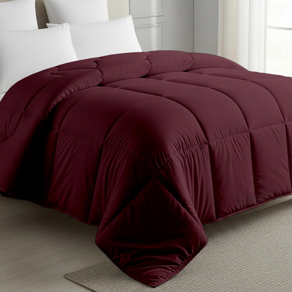 MeckHome Culture MHC- 800 Series Quilted Comforter 300-GSM Microfiber Soft/Fluffy Hypoallergenic Comforter/Quilt/Dohar/Rajai for (92 x 106 Inches) King Size Comforter -Wine Kafalo
