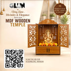 Pack of 1 Wooden MDF Temple Mandir for Home & Shops, Size 51x37x27 Cm1 Piece LED Light & Complete Wall Mount Kit with Door & Cabinet with Storage Space, Assembly Required, Pooja Mandir