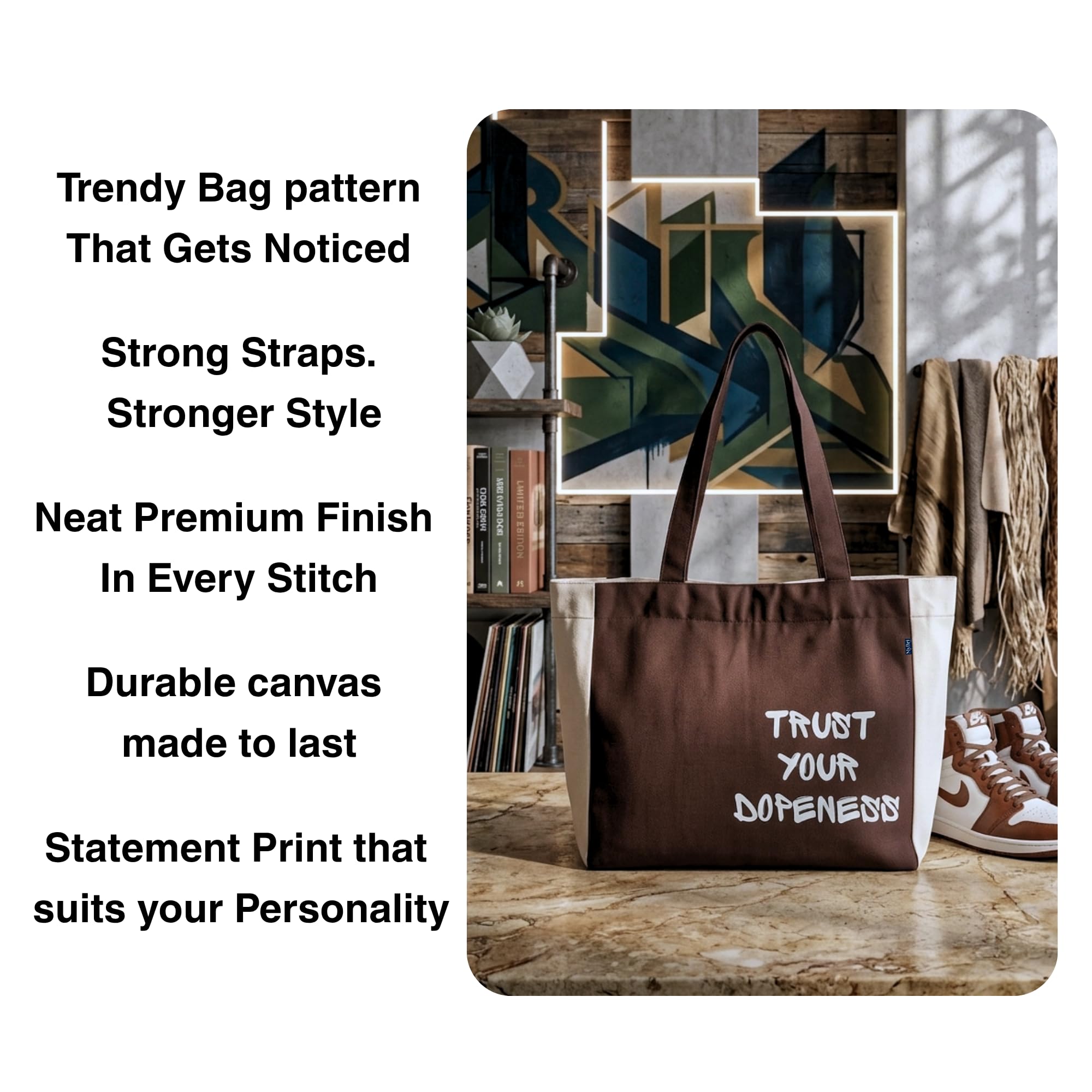 MyBri Studio Cotton Canvas Tote Bag for Women | Premium Reusable Shoulder Handbag with Zip Closure & Inner Zip Pocket | Stylish Everyday Bag for Office, College, Shopping & Travel (Burgundy)
