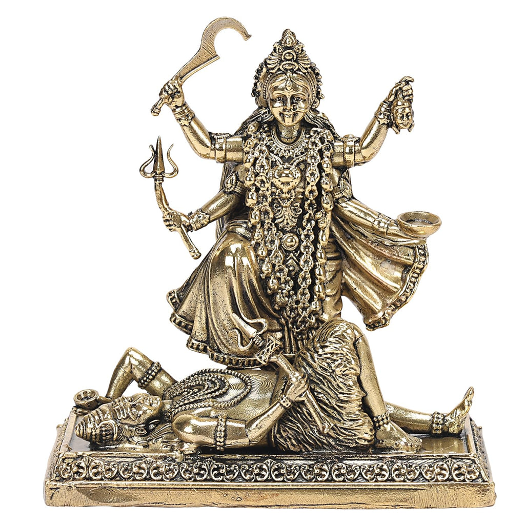 ARTVARKO Brass Kali MATA Murti Maha Kaali with Shiva Idol Adi Shakti Ma Mahakali Kalika Maa Statue 4 Inch