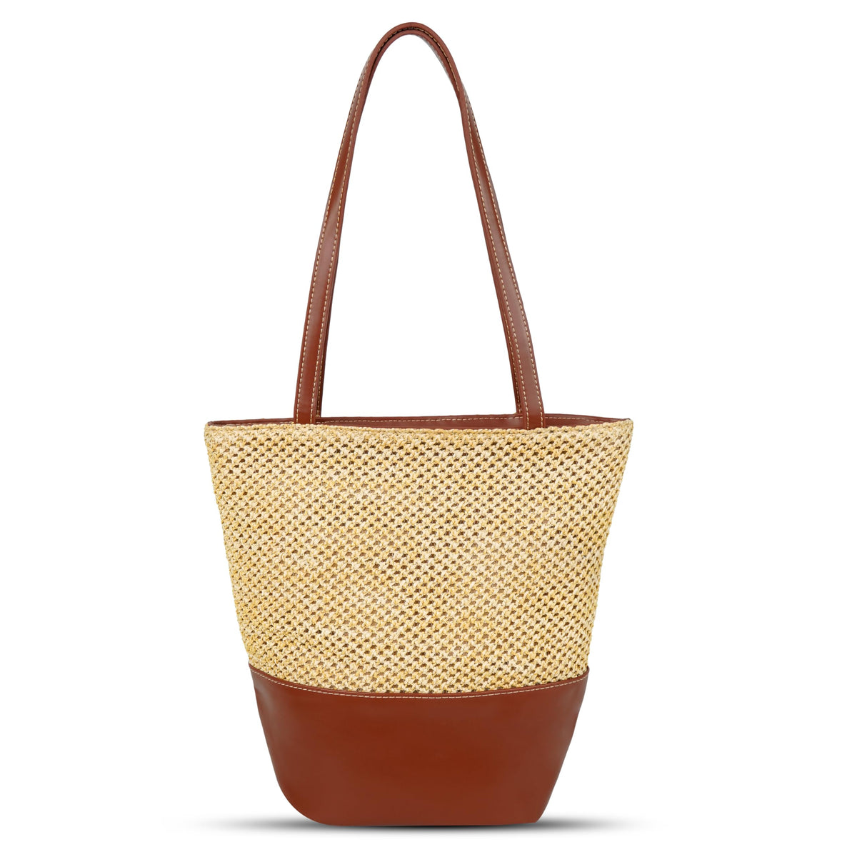 Storite Women’s Summer Straw Tote Bag – Woven Raffia Beach Handbag with Leather Base & Long Shoulder Straps | Lightweight Vacation, Travel & Everyday Shopper Bag
