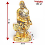 KridayKraft Shirdi Sai Baba Idol Metal Statue Showpiece for Car Dashboard & Home,Office Decorative Saibaba Idol Murti,Religious Gift Article,Showpiece Figurines,Corporate Gift...