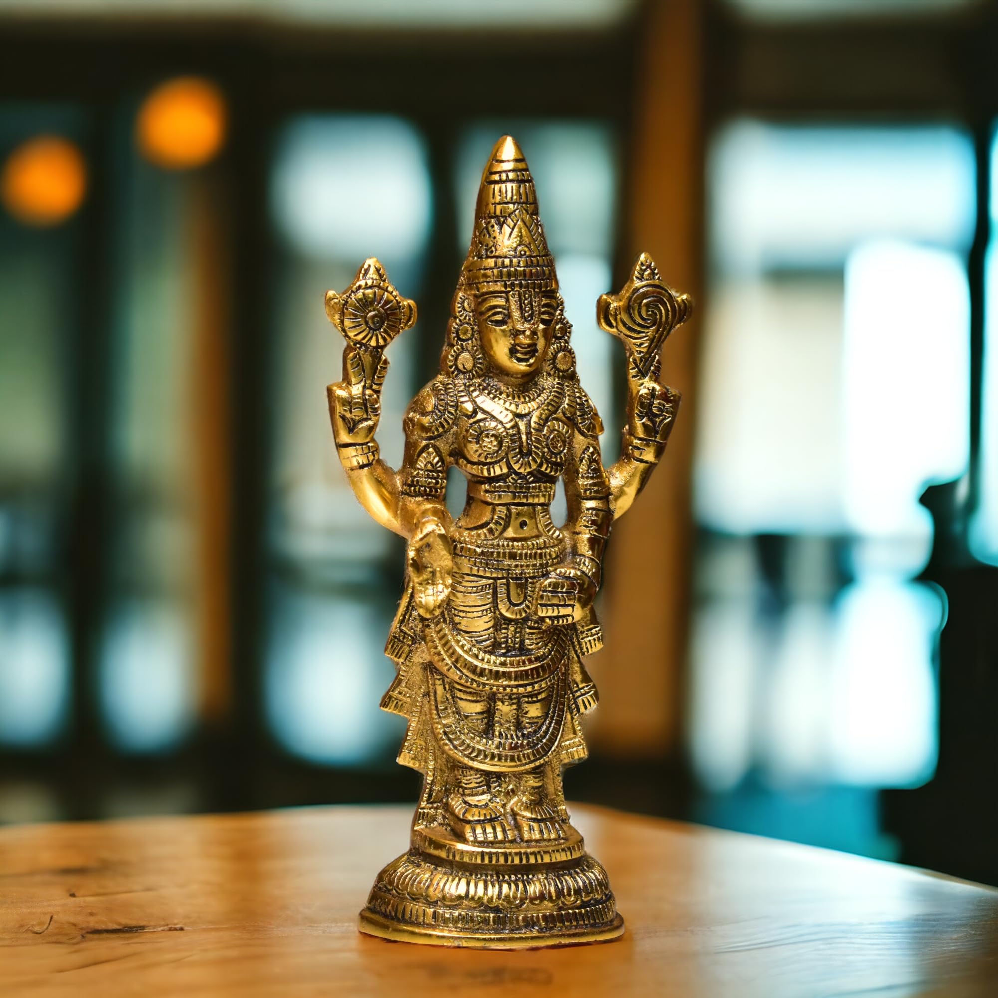 KridayKraft Aluminium Balaji Statue, Venkateswara Idol Lord Thirupathi Murti Lord Balaji Idols, Tirupati Idol God Statue Showpiece, Venkateswara, Home Décor Gifts,Half Gold, 1 Piece