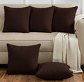 Yellow Weaves Cotton Canvas Decorative Cushion Covers, (24 X 24 Inches), Set of 5, Coffee