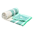 BLOCKS OF INDIA Hand Block Printed Cotton Single Size Reversible Malmal Dohar for Summer (Light Green Tree) Kafalo