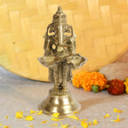 Artvarko Brass Ganesha Aarti Ganesh Diya Twin Oil Lamp with Handle Decorative Puja Home Temple Accessory, Camphor Burner lamp Aarti, Diwali Gifts Home Décor