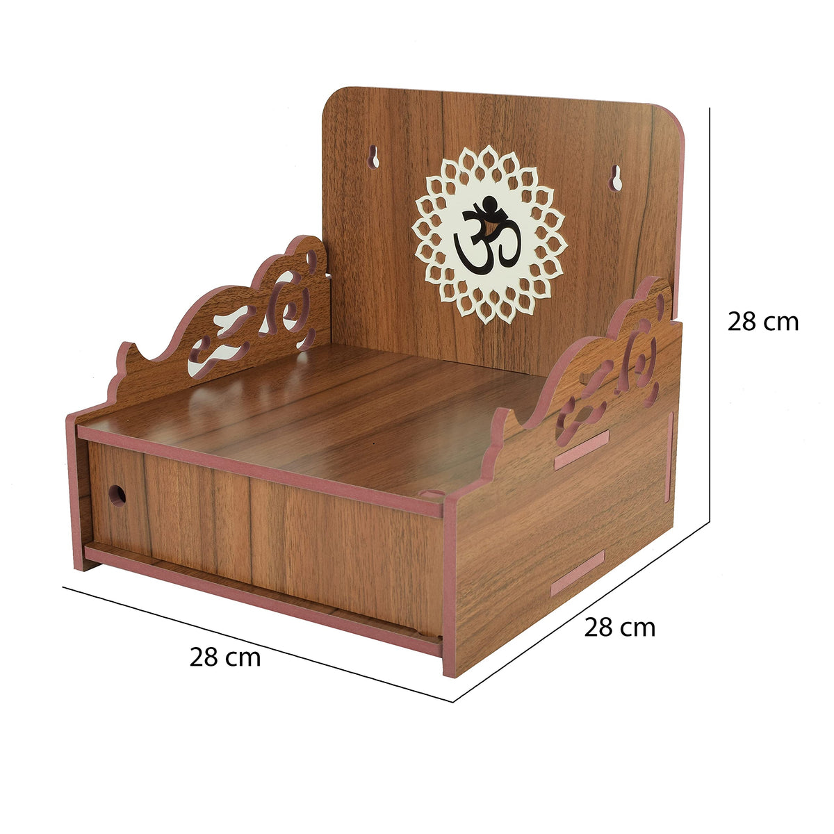 Comert Enterprise Handmade Beautiful Wooden Temple/ Home Temple/Puja Mandir/Wall Hanging and Table Top Home Mandir Temple /Home Art & Craft Engineered Wood Home Wall Temple (Brown)
